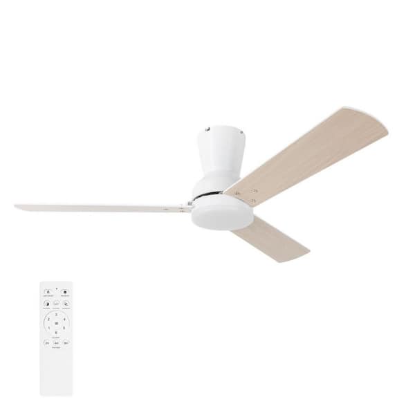 Rayburn 44 in. Indoor Matte White Ceiling Fan with White Color Changing Integrated LED Remote Included
