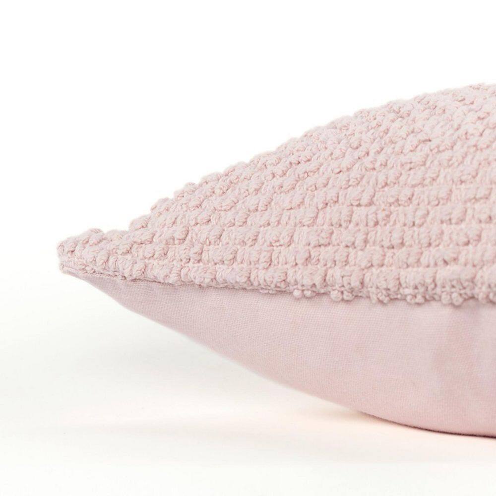 Blush Cotton Textured Square Throw Pillow with Zipper Closure