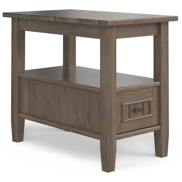 Simpli Home Lev SOLID WOOD 14 in. Wide Rectangle Transitional Narrow End Table in Smoky Brown