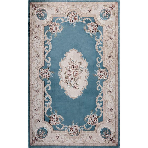 Rugs America Century Aubusson Blue 2'0"x4'0" Vintage Area Rug