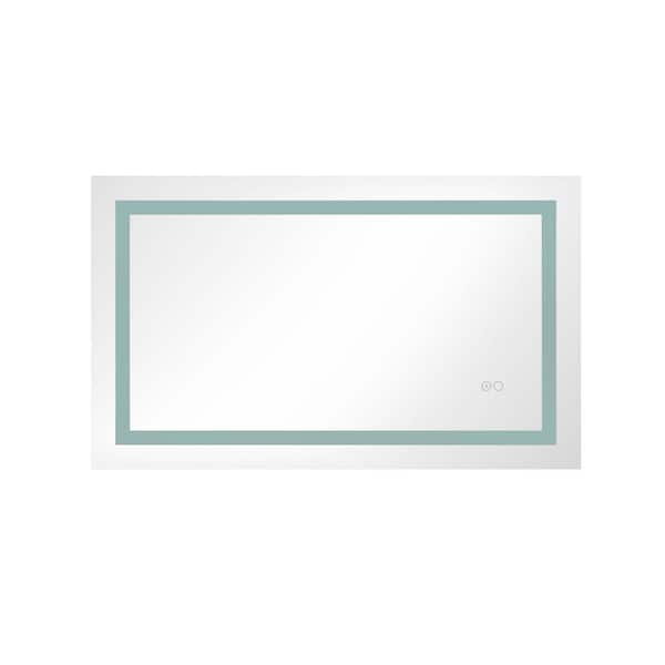 Whatseaso 24 in. W x 40 in. H Large Rectangular Frameless Anti-Fog LED Smart Dimmable Wall Bathroom Vanity Mirror in White