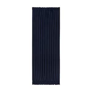 Darcy 54 in. W x 72 in. L Solid Polyester Rod Pocket Light Filtering Door Panel Curtain in Navy with Tieback