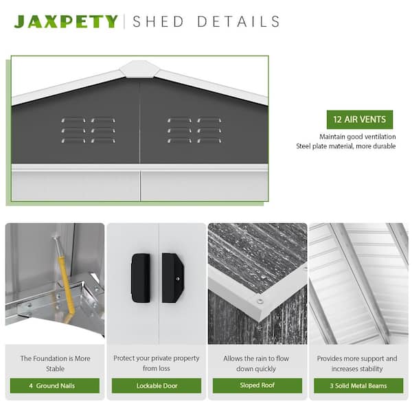 JAXPETY 8 ft. W x 6 ft. D Outdoor Storage Shed Metal Tool Sheds