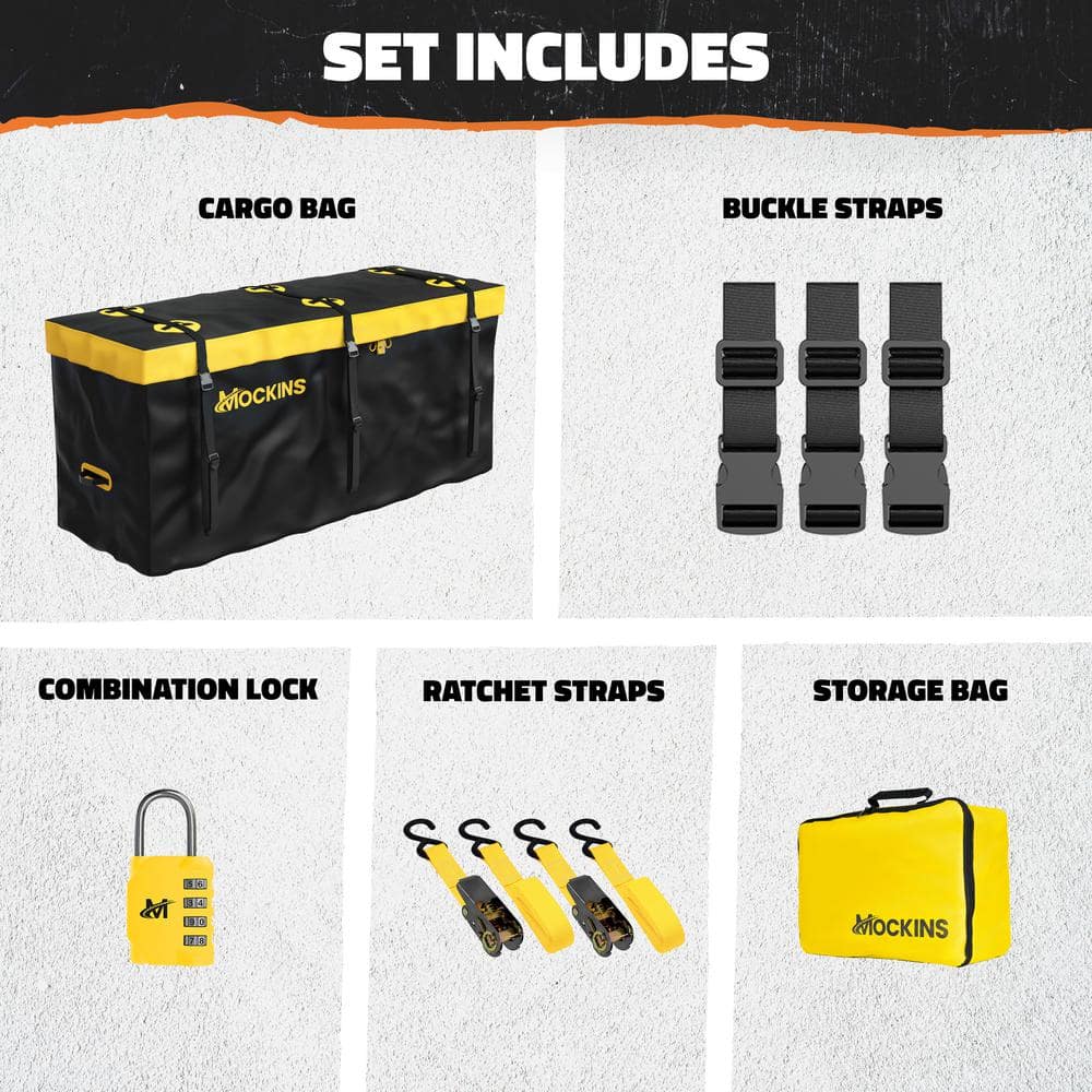 Mockins 20 Cu Ft Yellow and Black Waterproof Hitch Cargo Carrier Bag