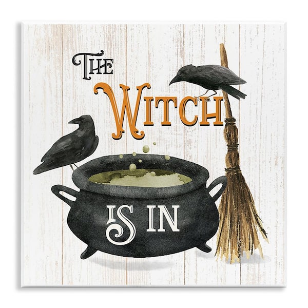 Stupell Industries Witch Cauldron and Crows by Deane Beesley 1-Piece Unframed Graphic Print Typography Poster Art Print 12 in. x 12 in.