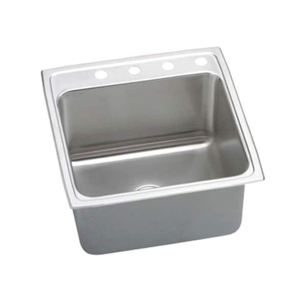 Elkay Lustertone Drop-In Stainless Steel 22.in 4-Hole Single Bowl Kitchen Sink-DISCONTINUED