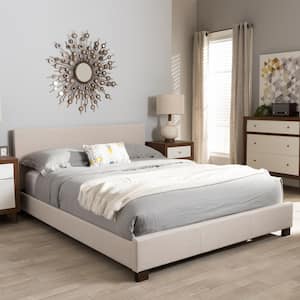 Pless Contemporary Beige Fabric Upholstered Queen Size Bed