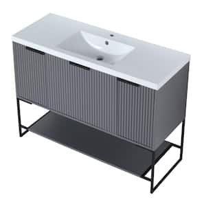 Victoria 48 in. W x 18 in. D x 35 in. H Freestanding Modern Design Single Sink Bath Vanity with Top and Cabinet in Gray