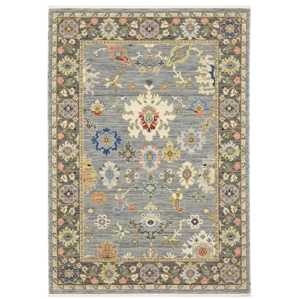 AVERLEY HOME Lavista Blue/Multi-Colored 7 ft. x 10 ft. Classic Persian Oriental Wool/Nylon Blend Indoor Area Rug