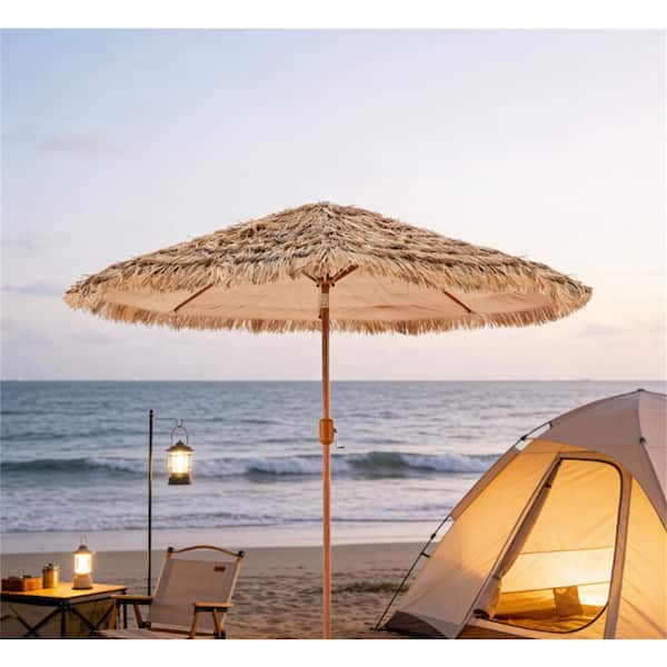 9 ft. Tiki Natural Outdoor Thatched Poolside Patio Beach Umbrella