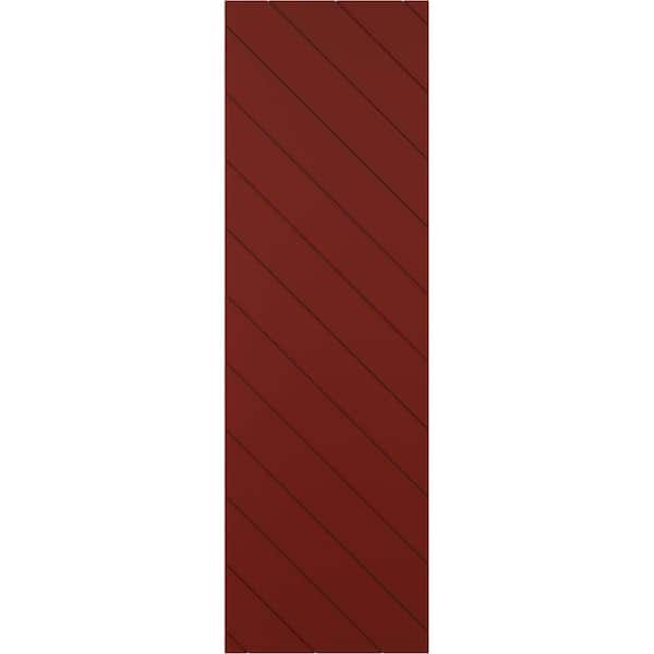 Ekena Millwork 12 in. W x 29 in. H True Fit PVC Diagonal Slat Modern Style Fixed Mount Board and Batten Shutters Pepper Red