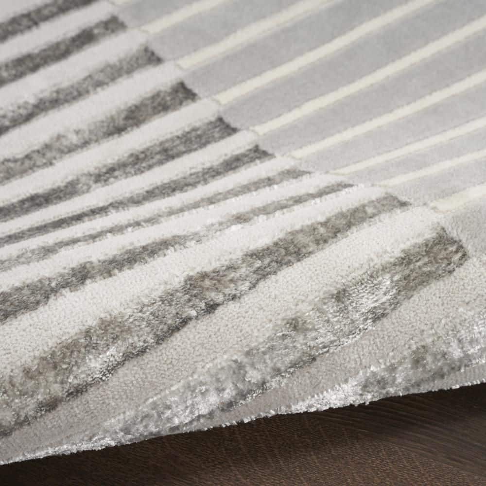 Silver Grey Striped 5' x 7' Synthetic Area Rug