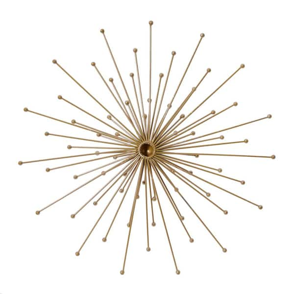 Litton Lane Metal Gold 3D Starburst Wall Decor (Set of 3) 74825 - The Home  Depot