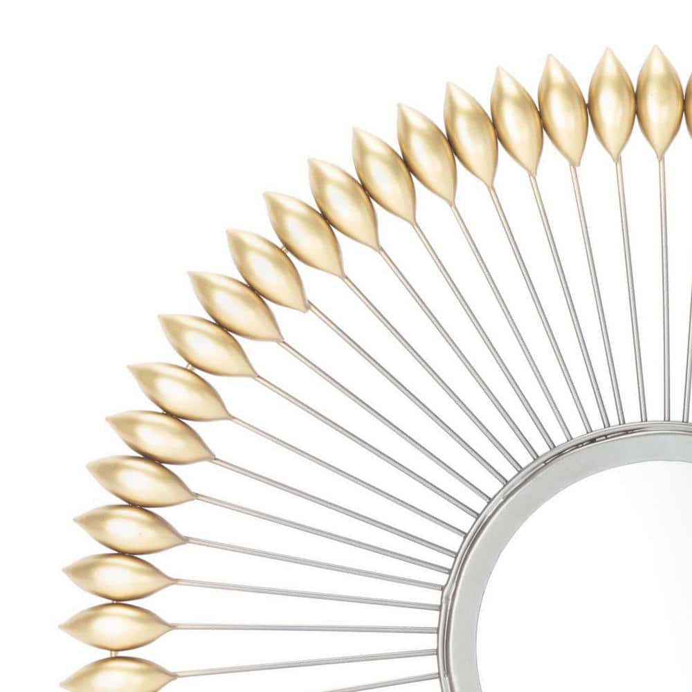 Contemporary Radiant Gold & Wood 23" Round Mirror
