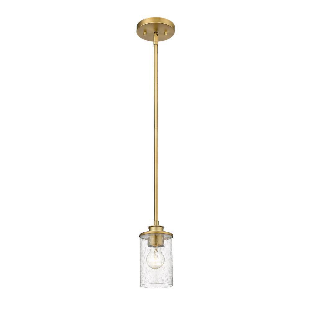 Beckett Olde Brass Mini Pendant with Clear Seedy Glass Shade