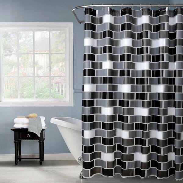 Black Brick Design Shower Curtain, Brick Pattern Shower Curtain