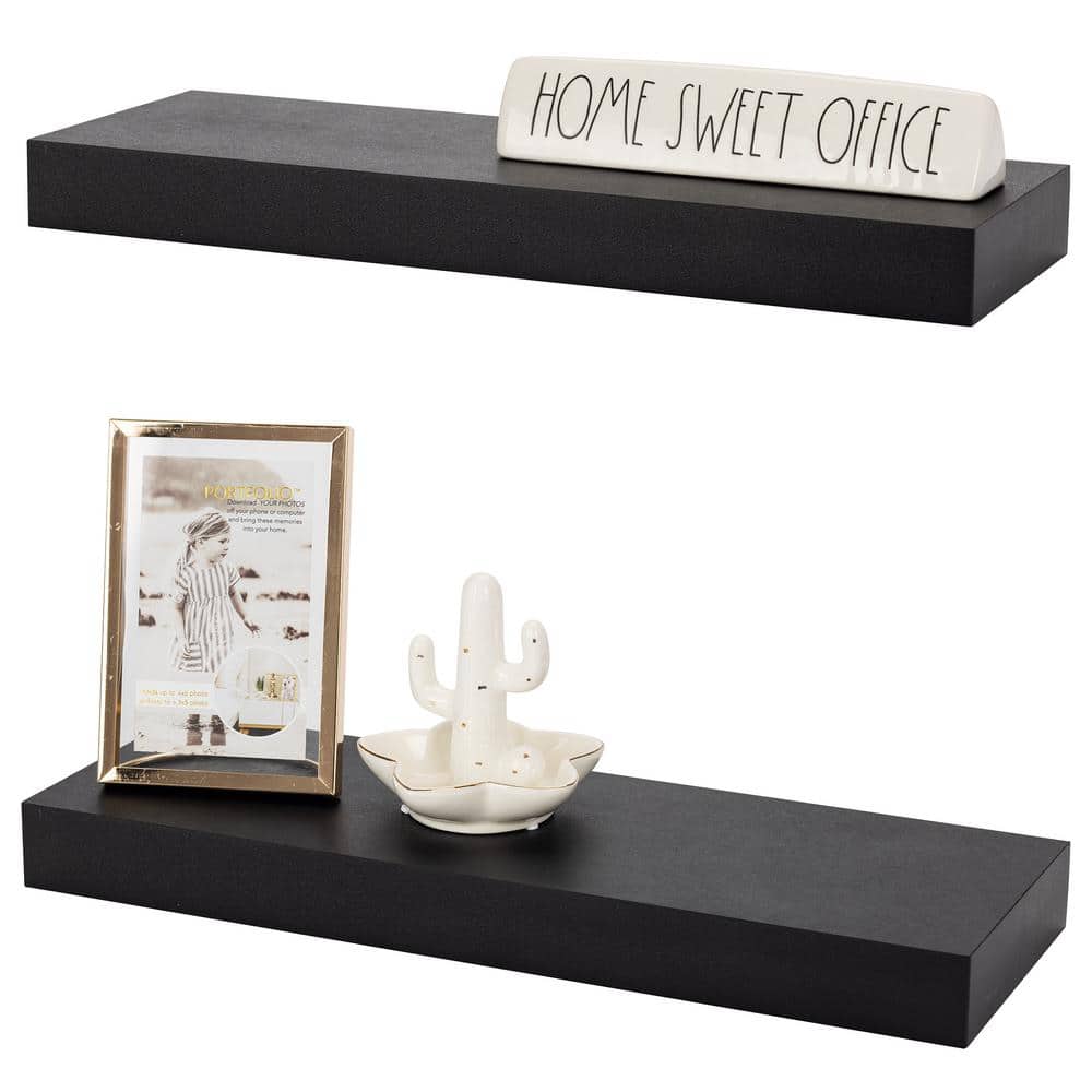 Sorbus Black MDF Floating Wall Shelves Set of 2