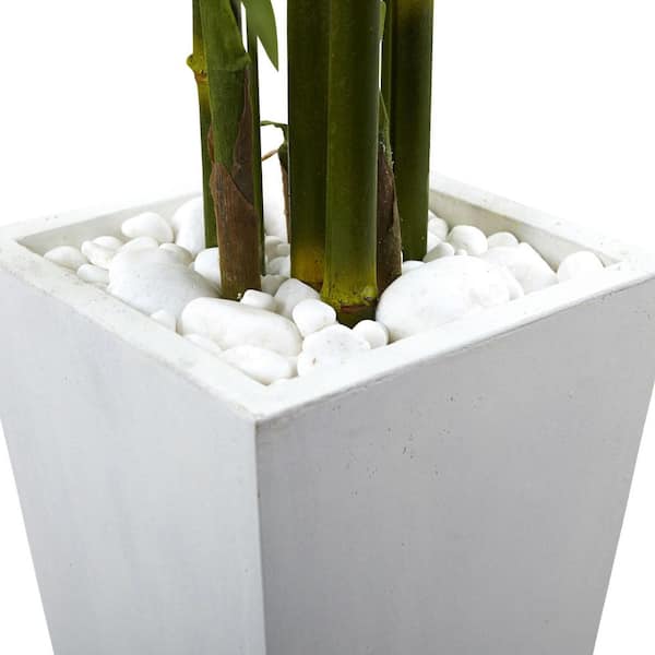 5' Bamboo Artificial Tree in Gray Cylinder Planter, Color: Green - JCPenney