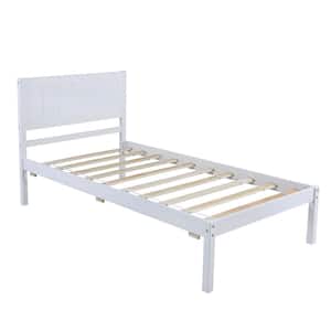 White Bed Frame Wood Twin Platform Bed