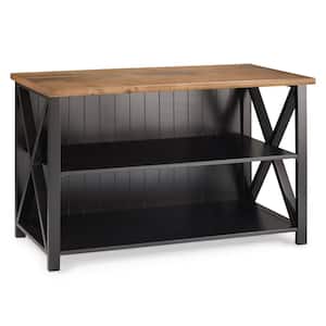 30 in. Black/Reclaimed Barn Wood 2-shelf Accent Bookcase