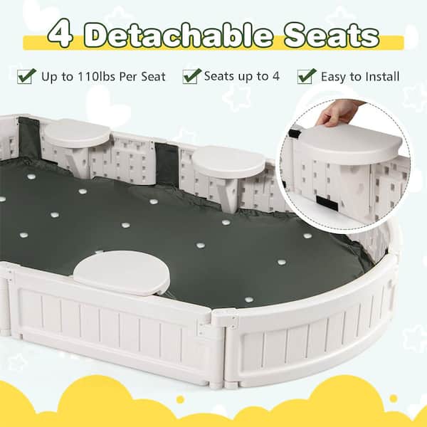 Costway 3.45 ft. W x 6 ft. L Wood Sandbox with Built-in Corner