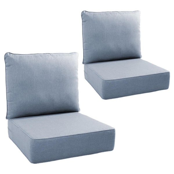 22 in. W x 24 in. D x 6 in. Thick Square 4-Piece Deep Seating Outdoor Lounge Chair BabyBlue Cushion