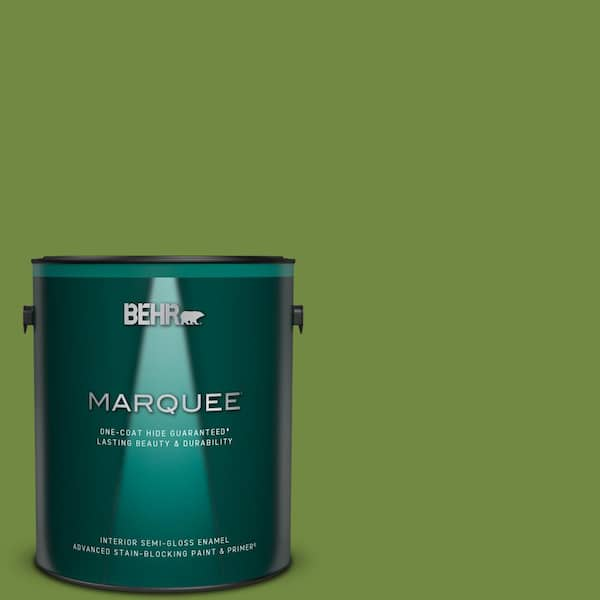 BEHR MARQUEE 1 gal. #MQ4-44 Green Dynasty One-Coat Hide Semi-Gloss Enamel Interior Paint & Primer