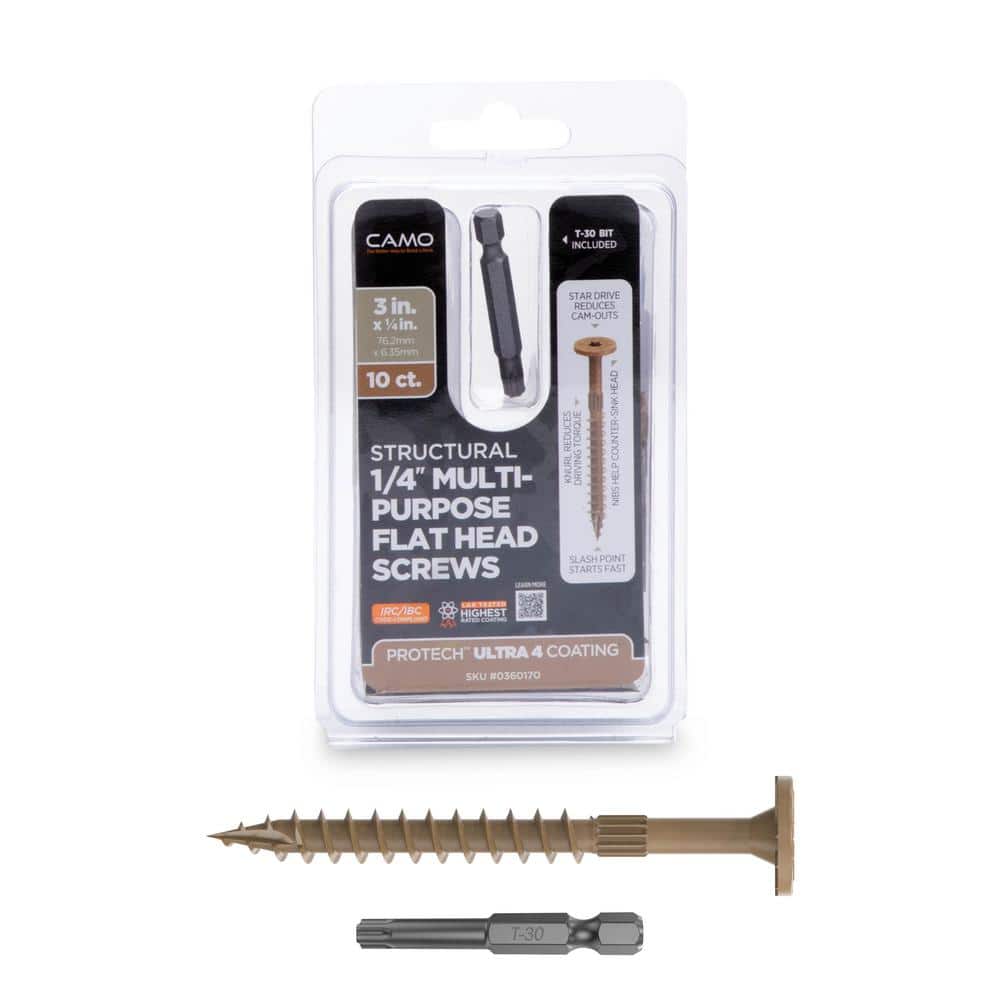 1/4 in. x 3 in. Star Drive Flat Head Multi-Purpose Structural Wood Screw - PROTECH Ultra 4 Exterior Coated (10-Pack) price history on PriceWatchPro