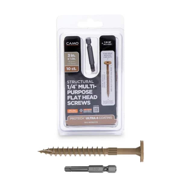 CAMO 1/4 in. x 3 in. Star Drive Flat Head Multi-Purpose Structural Wood Screw - PROTECH Ultra 4 Exterior Coated (10-Pack)