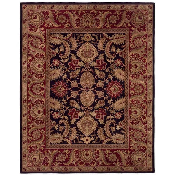 Classic 10 ft. x 14 ft. Black/Burgundy Floral Oriental Area Rug