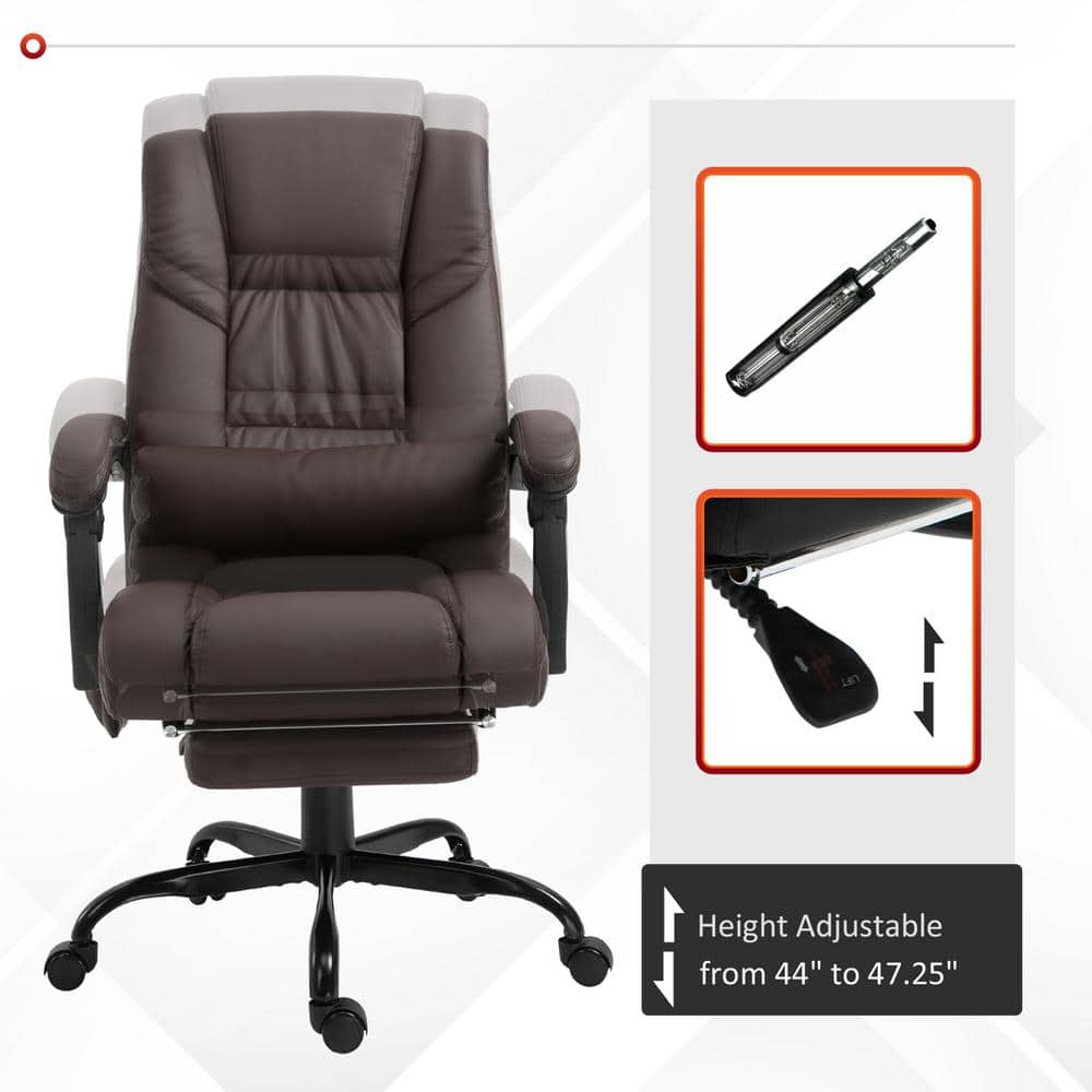 Brown High Back Leather Executive Swivel Office Chair with Adjustable Arms