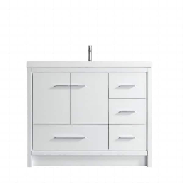 41.77 in. x 19.7 in. D x 35 in. H Single Sink Bath Vanity in White with White Ceramic Top