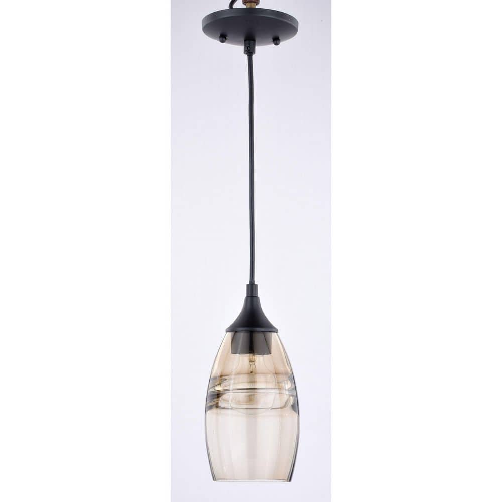 Milano Oil Rubbed Bronze Mini Pendant with Amber Glass