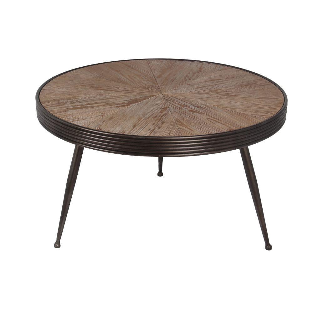 Benjara 31.5 In. Black And Brown Round Wood Top Coffee Table BM239443 ...