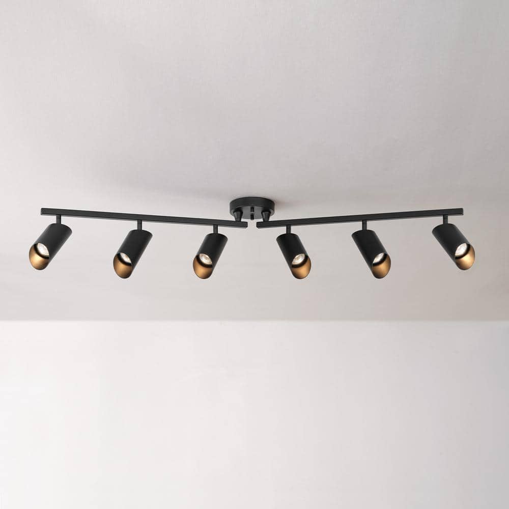 Modern Matte Black 46" Metal 6-Light Ceiling Track Fixture