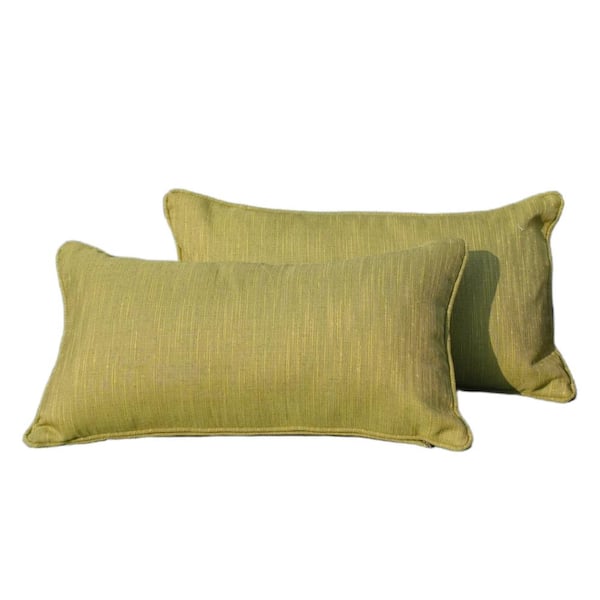 DIRECT WICKER Secretary Green Polyester Fabric Rectangular Outdoor Lumbar Pillows (2-Pack)