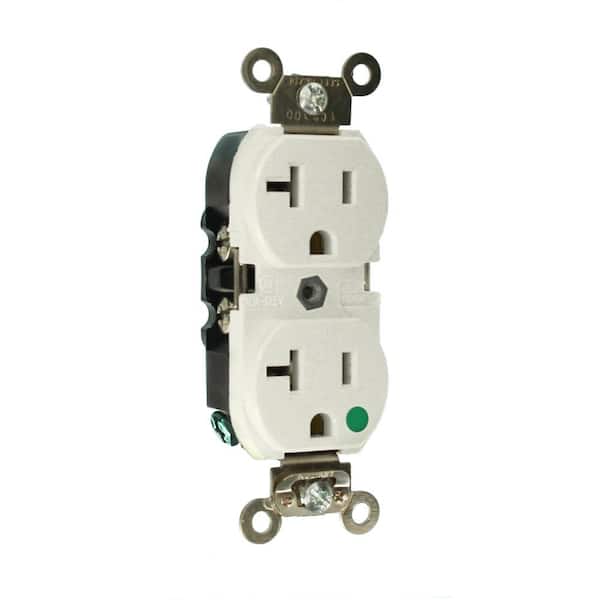20 Amp 125 V Hospital Grade Duplex Outlet/Receptacle, White (1-Pack) 8300-HLW