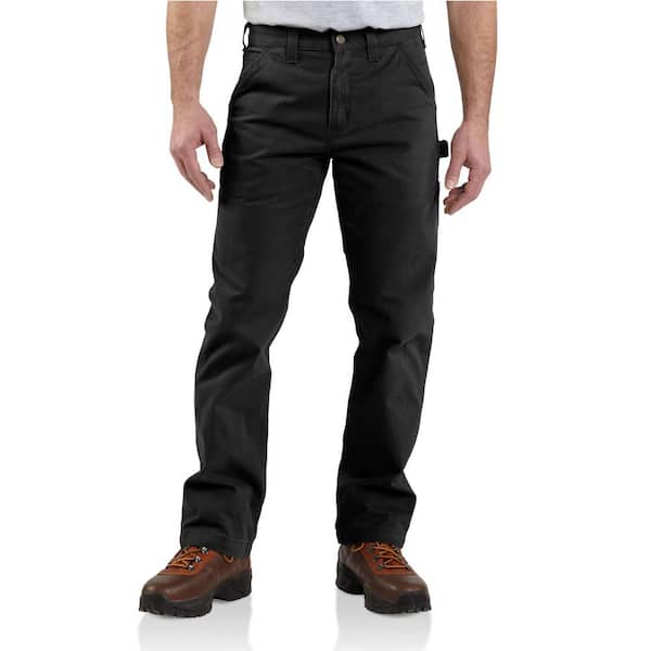 Men's 35 in. x 32 in. Black Cotton Washed Twill Dungaree Relaxed Fit Pant