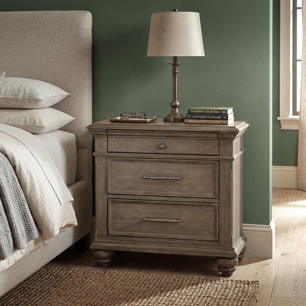 Furniture of America Lander Aged Oak 3-Drawer 28 in. W Nightstand