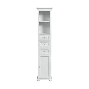 Hampton Harbor 15 in. W x 10 in. D x 68 in. H White Freestanding Linen Cabinet