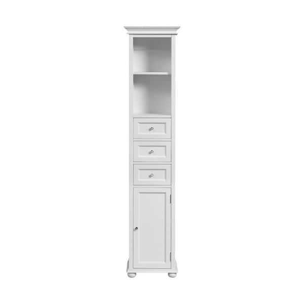 Hampton Harbor 15 in. W x 10 in. D x 68 in. H White Freestanding Linen Cabinet