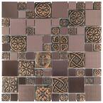 Meta Versailles Copper 11-3/4 in. x 11-3/4 in. Stainless Steel Metal Over Ceramic Mosaic Tile (0.96 sq. ft./Each)