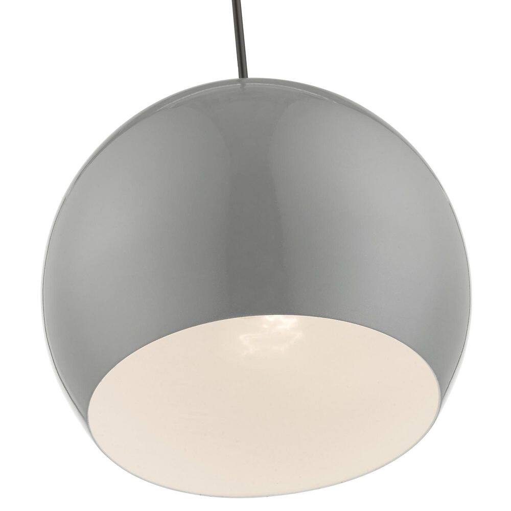 Shiny Light Gray Aluminum Globe Pendant with Chrome Accents