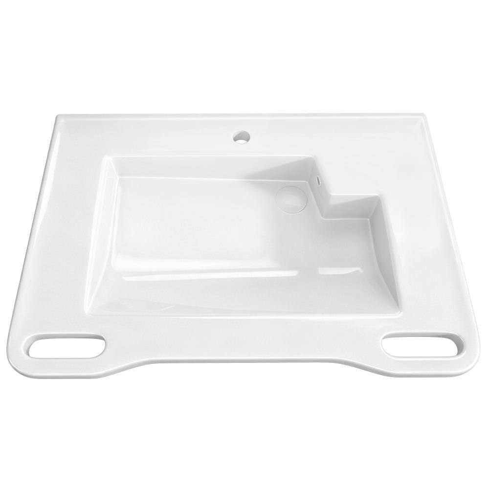 31.5 in x 21.6 in ADA Wall Hung Ceramic Sink Right Offset Drain with Handles Pop-Up Drain & Brackets in White price history on PriceWatchPro