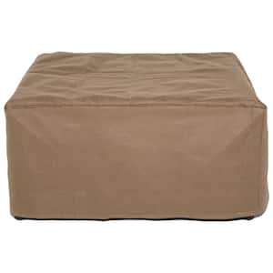 Duck Covers Essential 26 in. Tan Square Patio Ottoman or Side Table Cover