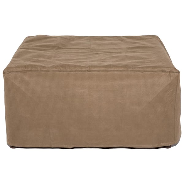 Classic Accessories Duck Covers Essential 26 in. Tan Square Patio Ottoman or Side Table Cover