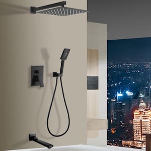 Single Handle 2 -Spray Shower Faucet 2.5 GPM with Pressure Balance Anti Scald in Black