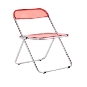 Red Clear Transparent Pc Plastic Folding Chair (Set of 2)