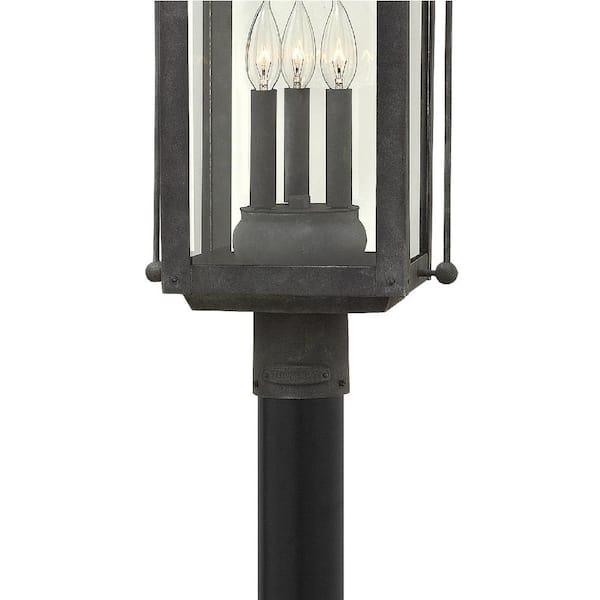 HINKLEY - Anchorage 3-Light Aged Zinc Outdoor Post or Pier Mount