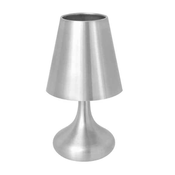 Lumisource 10 in. Silver Indoor Touch Table Lamp with Metal Shade
